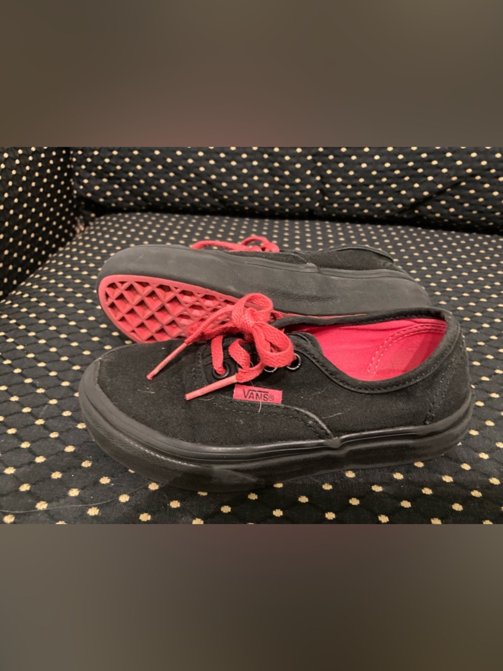 Vans Off The Wall Unisex Kids Lace Up Low Sneakers 11.5 Black /Red